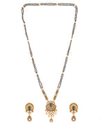 Jewels Nest Antique Gold-Plated Green Stone Temple Mangalsutra Set For Women | Grocsy