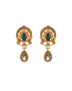 Jewels Nest Antique Gold-Plated Green Stone Temple Mangalsutra Set For Women | Grocsy