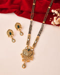 Jewels Nest Antique Gold-Plated Green Stone Temple Mangalsutra Set For Women | Grocsy