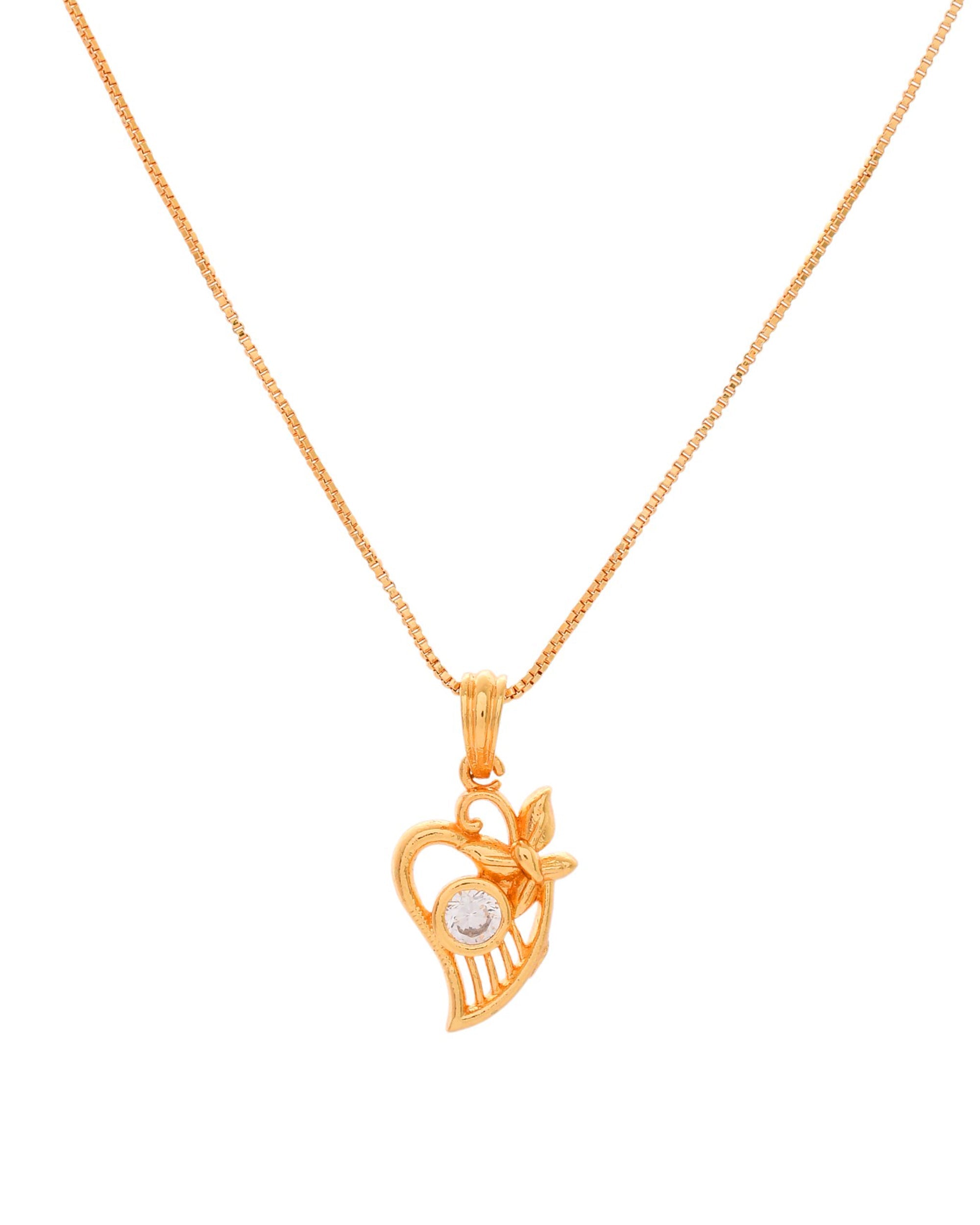 Jewels Nest Elegant Gold-Polished Couple Pendant Set | Grocsy
