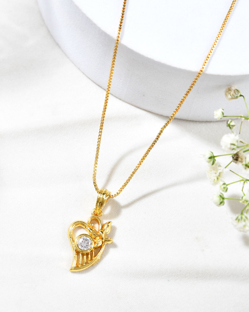 Jewels Nest Elegant Gold-Polished Couple Pendant Set | Grocsy
