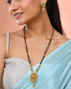 Jewels Nest Antique Gold-Plated Red Stone Temple Mangalsutra Set For Women | Grocsy