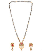Jewels Nest Antique Gold-Plated Red Stone Temple Mangalsutra Set For Women | Grocsy