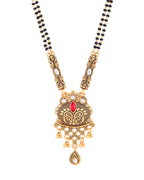 Jewels Nest Antique Gold-Plated Red Stone Temple Mangalsutra Set For Women | Grocsy