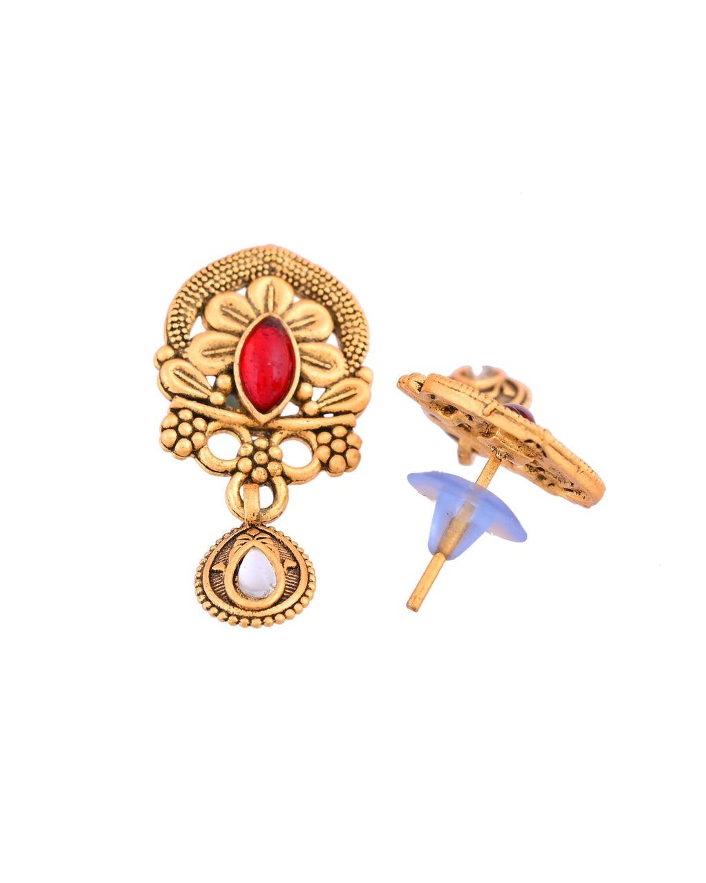 Jewels Nest Antique Gold-Plated Red Stone Temple Mangalsutra Set For Women | Grocsy