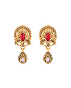 Jewels Nest Antique Gold-Plated Red Stone Temple Mangalsutra Set For Women | Grocsy