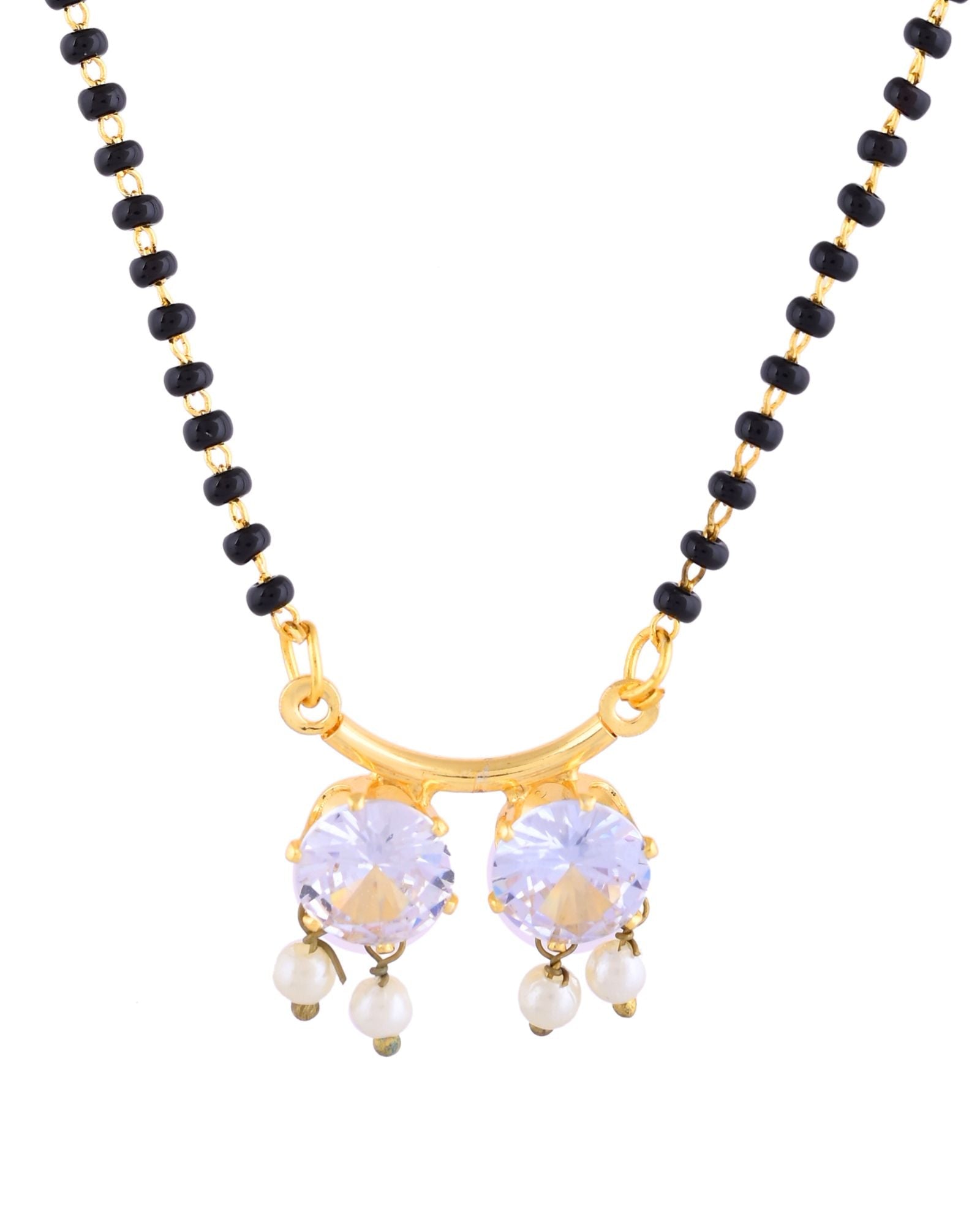Jewels Nest Minimal Gold-Plated White Stone Mangalsutra For Women | Grocsy