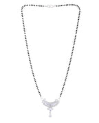 Jewels Nest Minimal Silver-Tone White Stone Mangalsutra With Elegant Curved Pendant | Grocsy