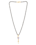Jewels Nest Classic Gold-Tone White Stone Mangalsutra With Single Drop Tassel Pendant | Grocsy