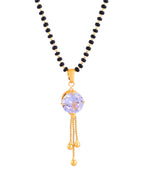 Jewels Nest Classic Gold-Tone White Stone Mangalsutra With Single Drop Tassel Pendant | Grocsy