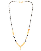 Jewels Nest Gold-Tone Leaf Design Black Beads Mangalsutra For Daily Wear | Grocsy