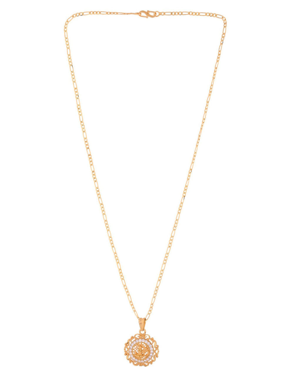 Jewels Nest Gold-Tone Circular Cz Pendant Necklace For Women | Grocsy