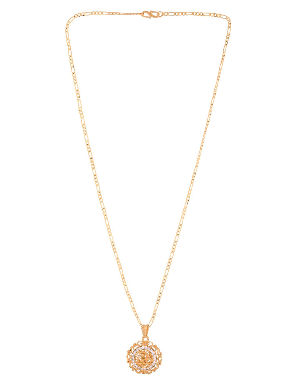 Jewels Nest Gold-Tone Circular Cz Pendant Necklace For Women | Grocsy