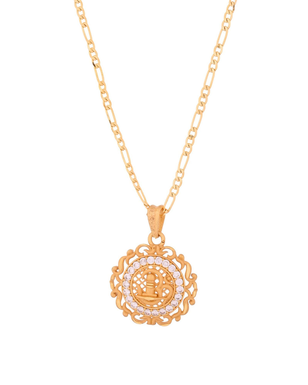 Jewels Nest Gold-Tone Circular Cz Pendant Necklace For Women | Grocsy