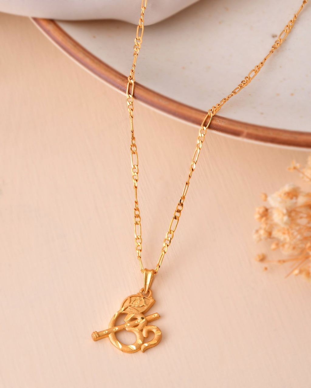 Jewels Nest Gold-Tone Flute Om Pendant Necklace For Women | Grocsy