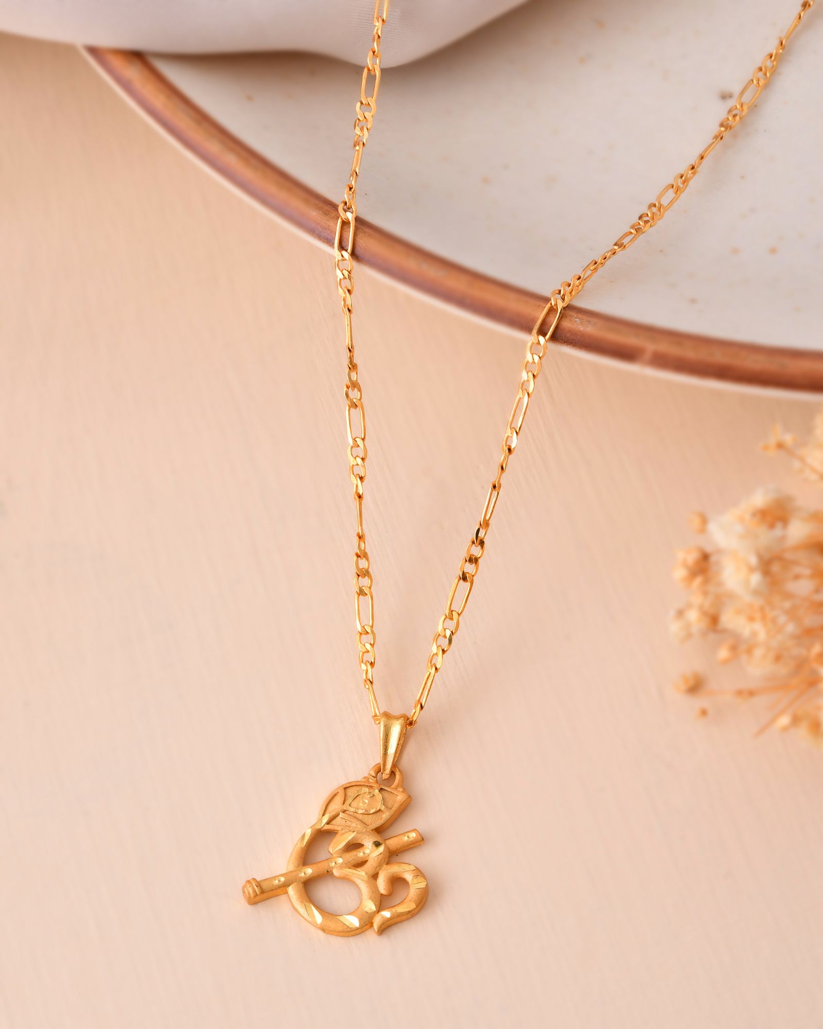 Jewels Nest Gold-Tone Flute Om Pendant Necklace For Women | Grocsy