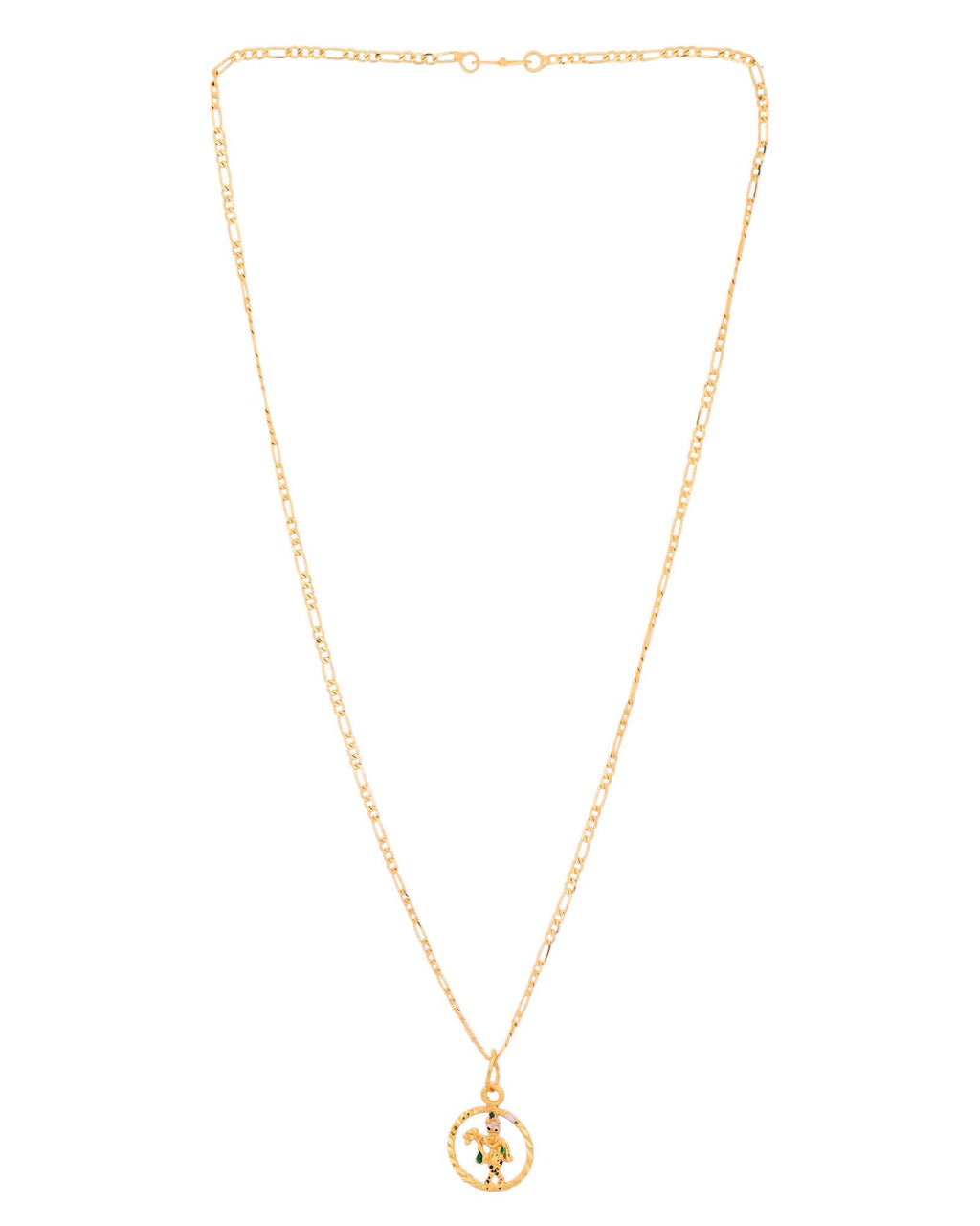 Jewels Nest Gold-Tone Krishna Flute Circle Pendant Necklace For Women | Grocsy