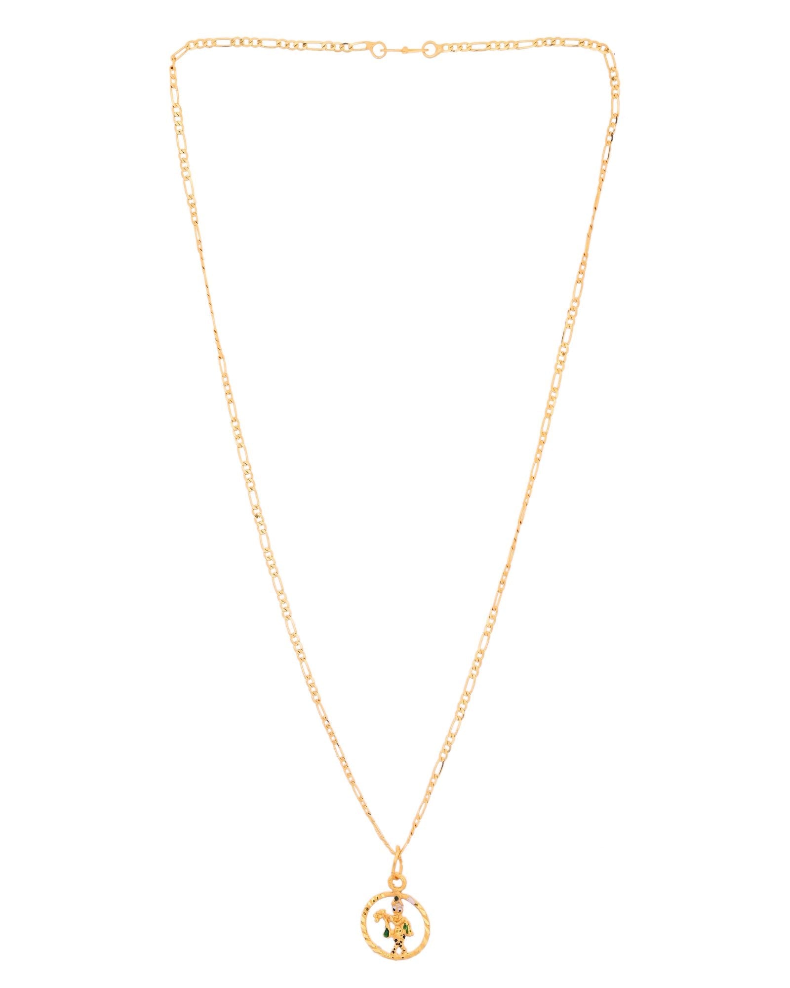 Jewels Nest Gold-Tone Krishna Flute Circle Pendant Necklace For Women | Grocsy