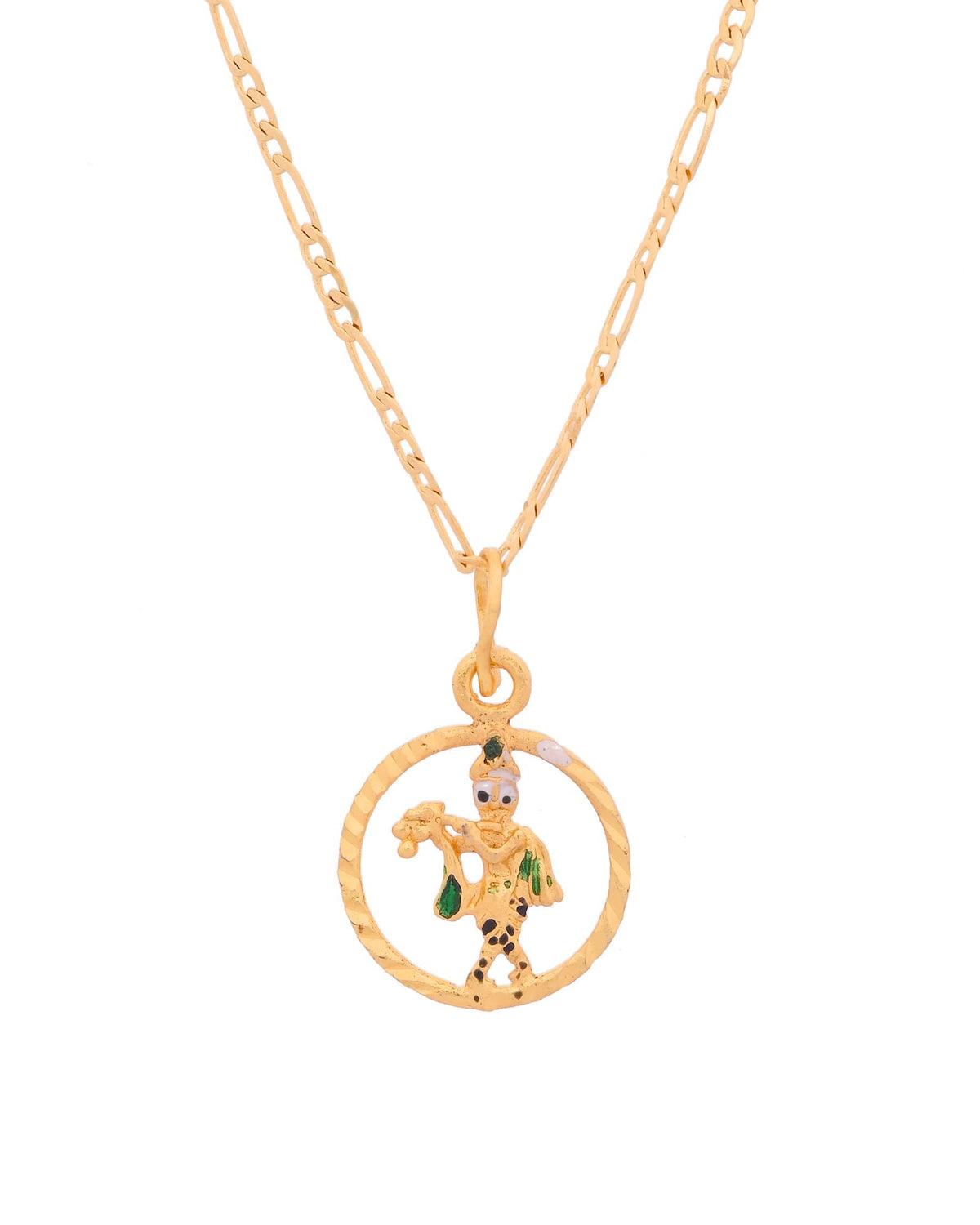 Jewels Nest Gold-Tone Krishna Flute Circle Pendant Necklace For Women | Grocsy