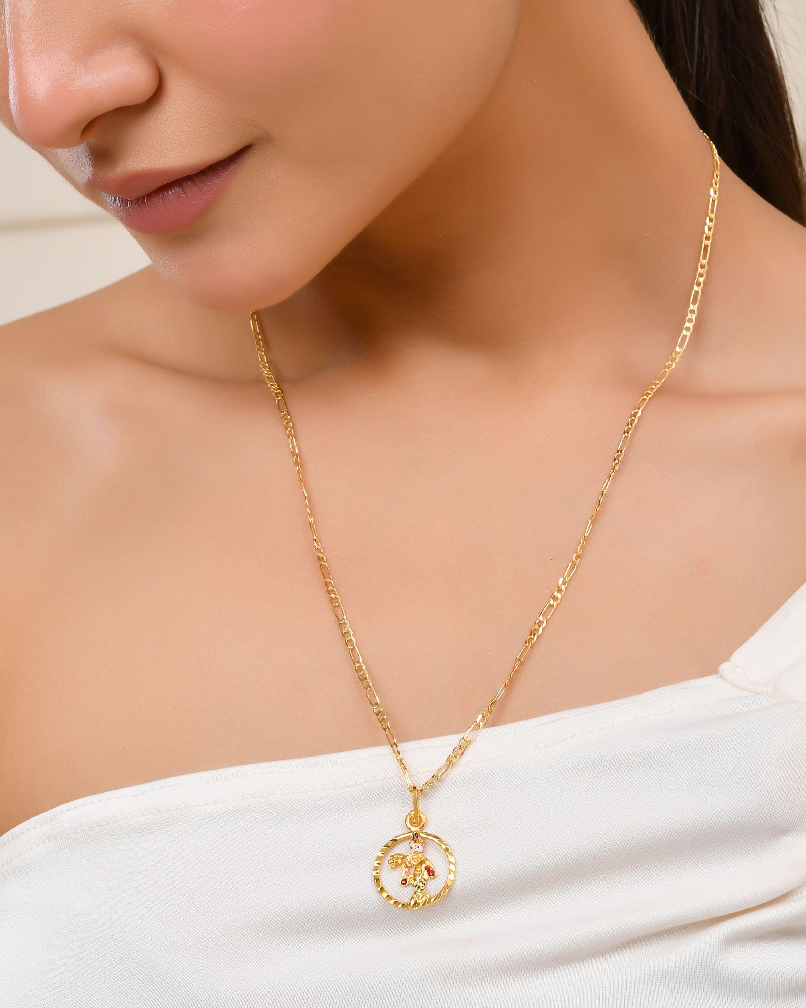 Jewels Nest Gold-Tone Krishna Circle Pendant Necklace For Women | Grocsy