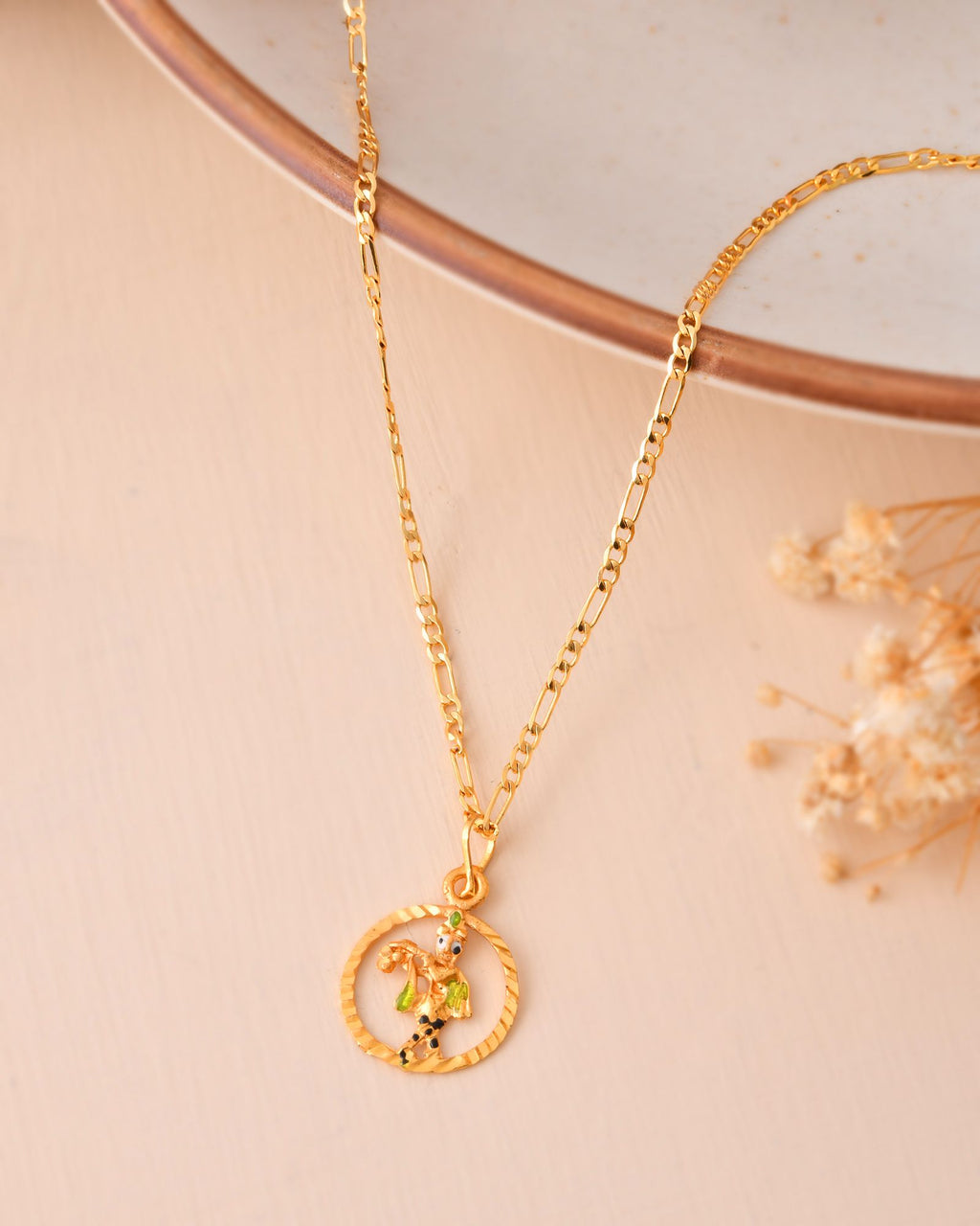 Jewels Nest Gold-Tone Enamel Krishna Circle Pendant Necklace For Women | Grocsy