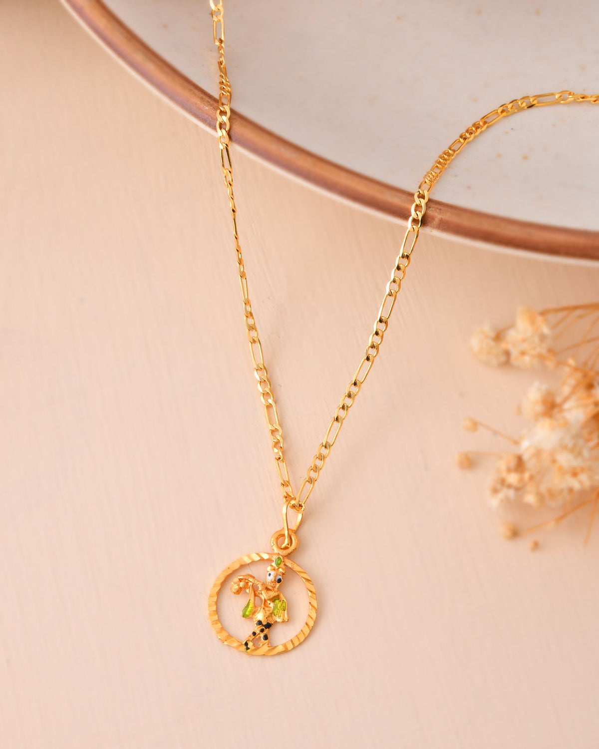 Jewels Nest Gold-Tone Enamel Krishna Circle Pendant Necklace For Women | Grocsy