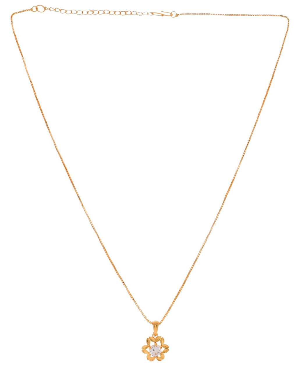 Jewels Nest Elegant Gold-Polished Floral Pendant with Sparkling Stone | Grocsy