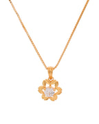 Jewels Nest Elegant Gold-Polished Floral Pendant with Sparkling Stone | Grocsy