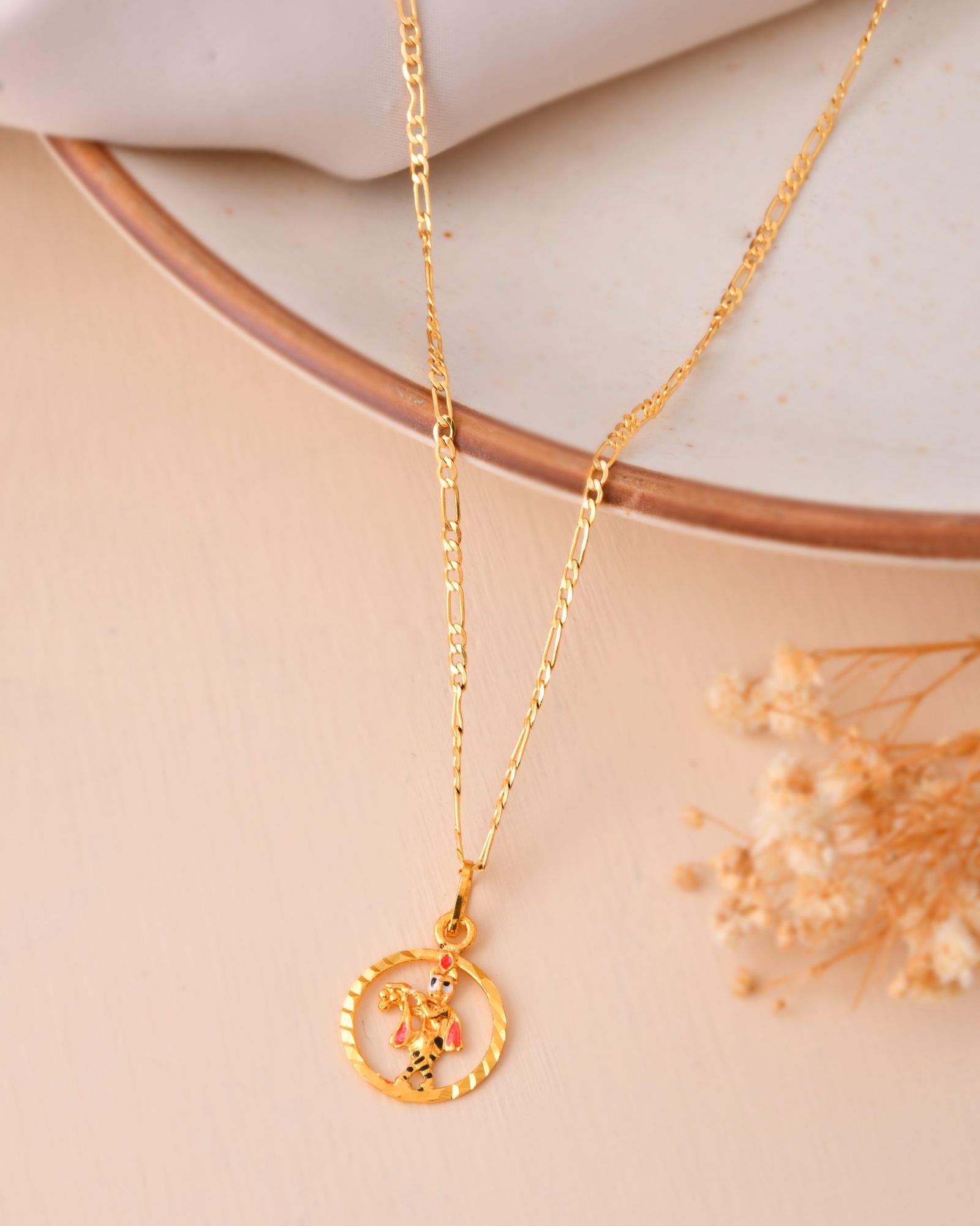 Jewels Nest Gold-Tone Enamel Krishna Circle Pendant Necklace For Women | Grocsy