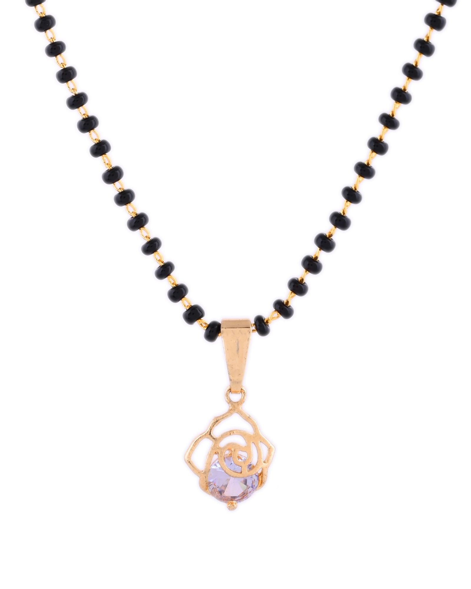 Jewels Nest Gold-Tone Cz Mangalsutra Pendant Necklace For Women | Grocsy