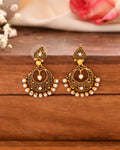 Jewels Nest Gold-Tone Oxidised Pearl Drop Chandbali Earrings | Grocsy