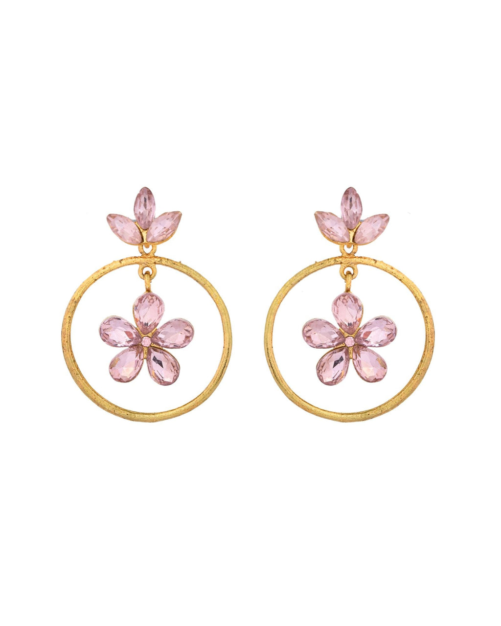Jewels Nest Gold-Tone Floral Crystal Hoop Earrings For Women | Grocsy