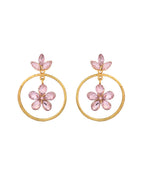 Jewels Nest Gold-Tone Floral Crystal Hoop Earrings For Women | Grocsy