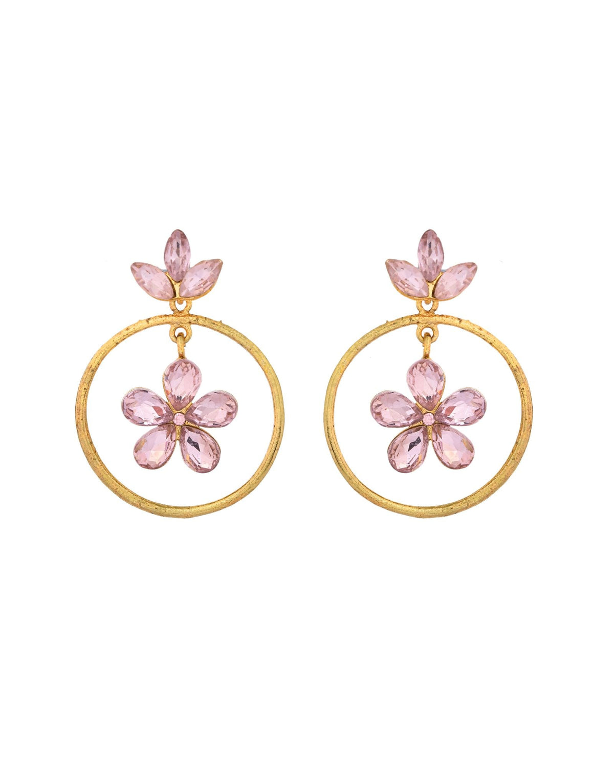 Jewels Nest Gold-Tone Floral Crystal Hoop Earrings For Women | Grocsy