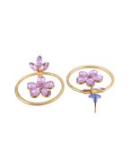 Jewels Nest Gold-Tone Floral Crystal Hoop Earrings For Women | Grocsy