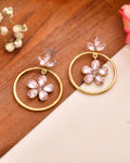 Jewels Nest Gold-Tone Floral Crystal Hoop Earrings For Women | Grocsy