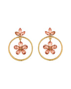 Jewels Nest Gold-Tone Peach Crystal Floral Hoop Earrings For Women | Grocsy