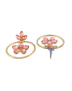 Jewels Nest Gold-Tone Peach Crystal Floral Hoop Earrings For Women | Grocsy