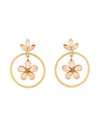 Jewels Nest Gold-Tone Champagne Crystal Floral Hoop Earrings For Women | Grocsy