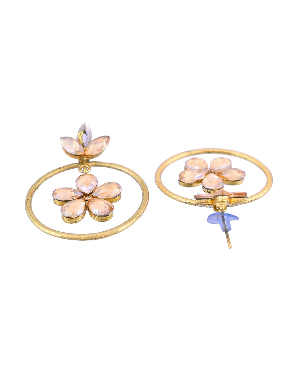 Jewels Nest Gold-Tone Champagne Crystal Floral Hoop Earrings For Women | Grocsy