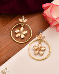 Jewels Nest Gold-Tone Champagne Crystal Floral Hoop Earrings For Women | Grocsy