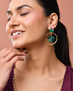 Jewels Nest Gold Tone Emerald Green Crystal Floral Hoop Earrings For Women | Grocsy