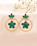 Jewels Nest Gold Tone Emerald Green Crystal Floral Hoop Earrings For Women | Grocsy