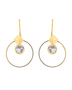 Jewels Nest Gold-Tone Hoop Earrings with Square Crystal Detailing