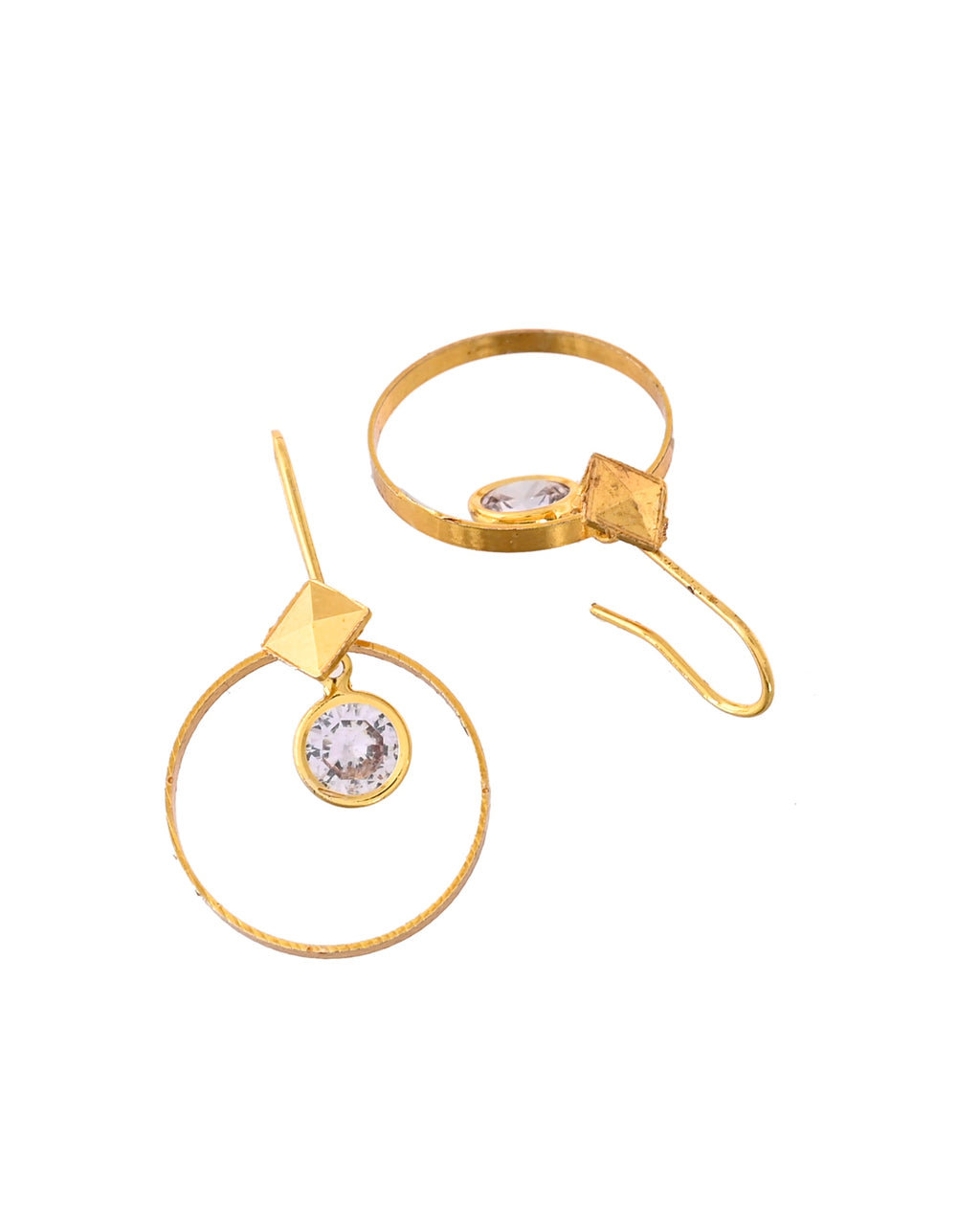 Jewels Nest Gold-Tone Hoop Earrings with Square Crystal Detailing