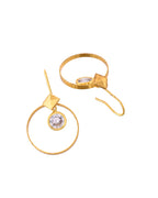 Jewels Nest Gold-Tone Hoop Earrings with Square Crystal Detailing