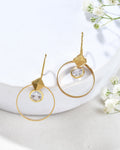 Jewels Nest Gold-Tone Hoop Earrings with Square Crystal Detailing