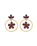 Jewels Nest Gold Tone Dark Maroon Floral Hoop Earrings For Women | Grocsy