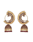 Jewels Nest Gold Plated Kundan Style Jhumka Earrings With Maroon Beads For Women | Grocsy