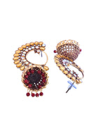 Jewels Nest Gold Plated Kundan Style Jhumka Earrings With Maroon Beads For Women | Grocsy